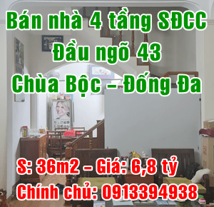 Chính chủ bán nhà ngõ 43 đường Chùa Bộc, Quận Đống Đa, Hà Nội
