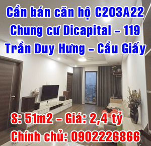 Bán căn hộ C203A22 chung cư Dicapital  119 trần Duy Hưng, Quận Cầu Giấy, Hà Nội