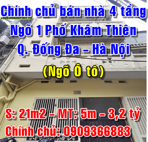Chính chủ bán nhà ngõ 1 phố Khâm Thiên, Quận Đống Đa, Hà Nội