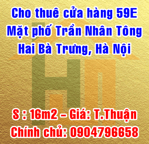 Cho thuê cửa hàng 59E mặt phố Trần Nhân Tông, Quận Hai Bà Trưng