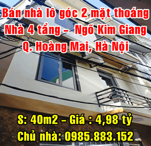 Bán nhà lô góc 2 mặt thoáng mặt ngõ Kim Giang, Quận Hoàng Mai, 40m2 giá 4,98 tỷ