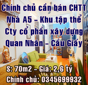 Chính chủ bán CHTT nhà A5 ngõ 68 Quan Nhân, Trung Hòa, Cầu Giấy 70m2 giá 2.6 tỷ