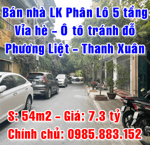 Bán nhà liền kề phân lô ô tô tránh, vỉa hè rộng Phương Liệt, Thanh Xuân 54m2 giá 7.3 tỷ