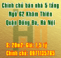 Chính chủ bán nhà 5 tầng ngõ 62 Khâm Thiên, Quận Đống Đa, Hà Nội
