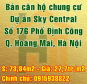 Bán chung cư dự án Sky Central 176 Định Công, Quận Hoàng Mai