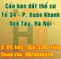 Chính chủ cần bán đất tại tổ 34 Phường Xuân Khanh, Thị xã Sơn Tây, Hà Nội